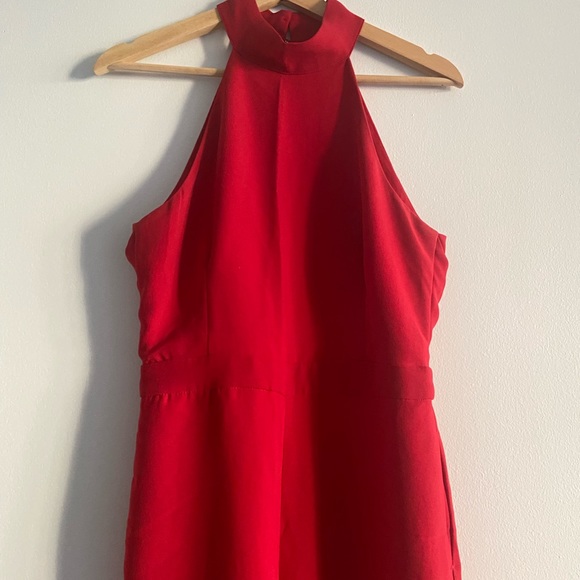 Solid Red mockneck jumpsuit - Picture 6 of 8